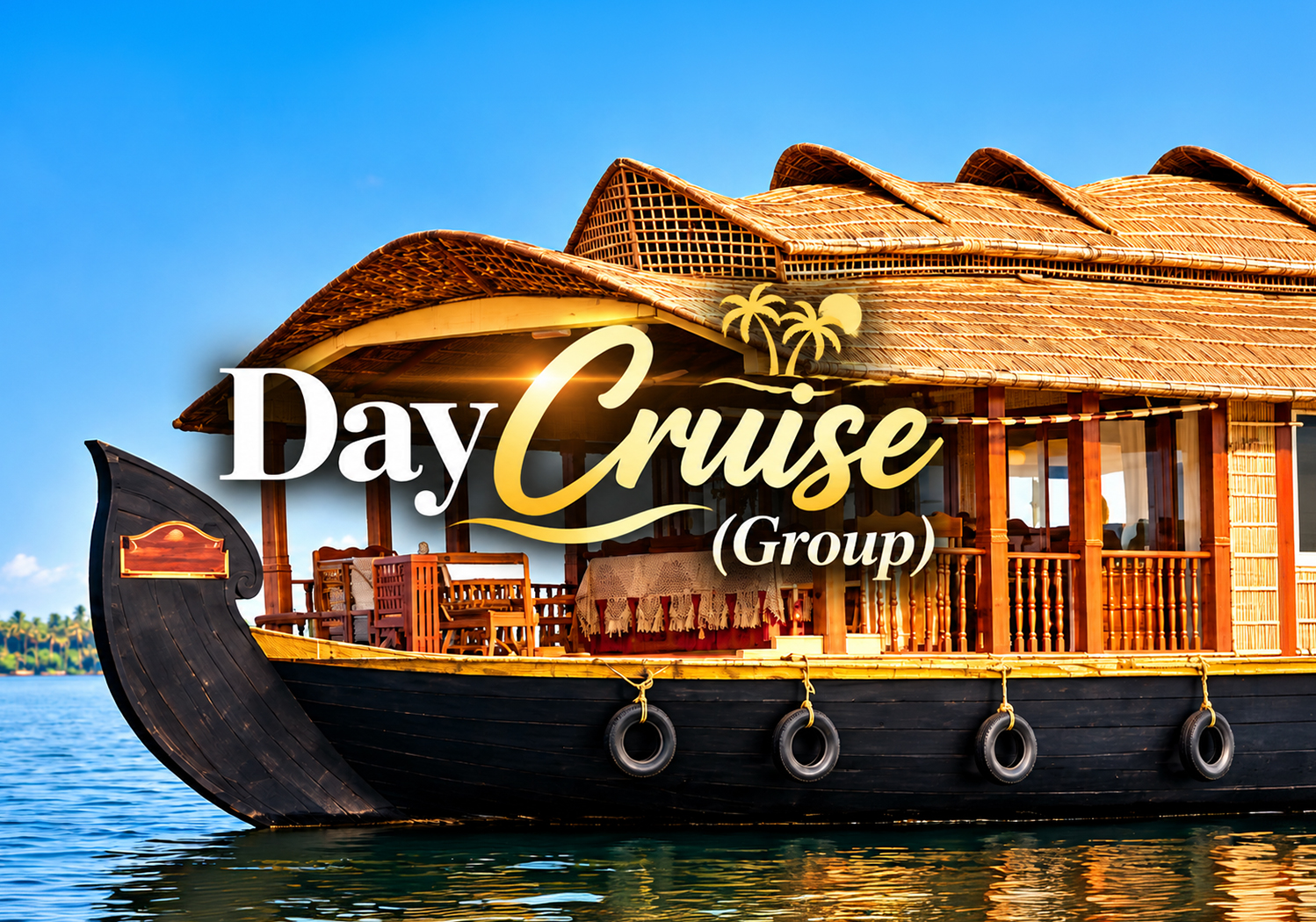 Group cruise houseboat on the Nileshwar backwaters